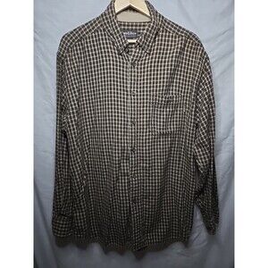 Woolrich Men's Button Up Brown Plaid Flannel Long Sleeved Shirt Size XL